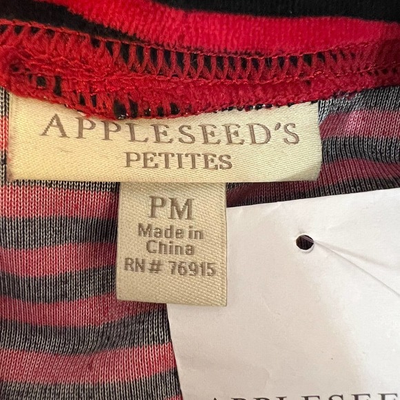 Appleseeds Striped Velour Button Back Top New Size Petite M - Picture 3 of 4